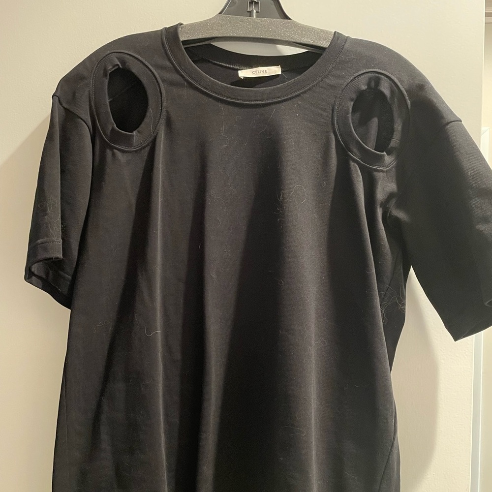 Celine black heavy cotton t shirt